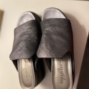 Naked Feet Black and Silver Platform Shoes